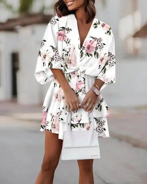 Floral Print High Waist Dress